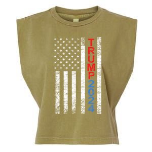 Trump 2024 Rustic Vertical American Flag Funny Gift Garment-Dyed Women's Muscle Tee