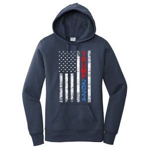 Trump 2024 Rustic Vertical American Flag Funny Gift Women's Pullover Hoodie