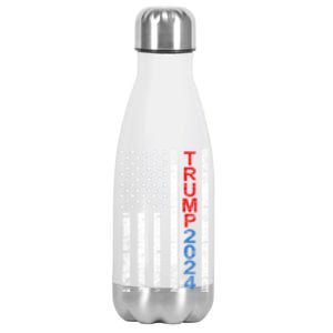 Trump 2024 Rustic Vertical American Flag Funny Gift Stainless Steel Insulated Water Bottle