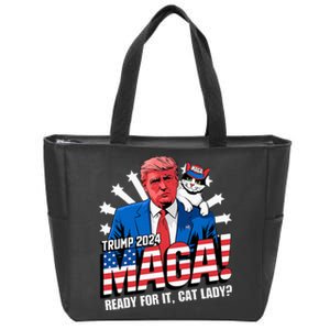 Trump 2024 Ready For It Cat Lady Maga! Patriotic Trump Zip Tote Bag