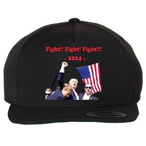 Trump 2024 Raise Fist Pump Shooting Bloody Rally Wool Snapback Cap