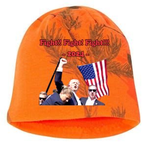 Trump 2024 Raise Fist Pump Shooting Bloody Rally Kati - Camo Knit Beanie