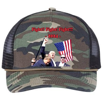 Trump 2024 Raise Fist Pump Shooting Bloody Rally Retro Rope Trucker Hat Cap