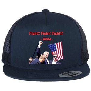 Trump 2024 Raise Fist Pump Shooting Bloody Rally Flat Bill Trucker Hat