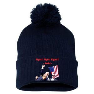 Trump 2024 Raise Fist Pump Shooting Bloody Rally Pom Pom 12in Knit Beanie