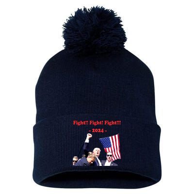 Trump 2024 Raise Fist Pump Shooting Bloody Rally Pom Pom 12in Knit Beanie