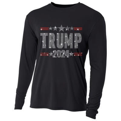 Trump 2024 Rhinestone Trump Rally Cooling Performance Long Sleeve Crew