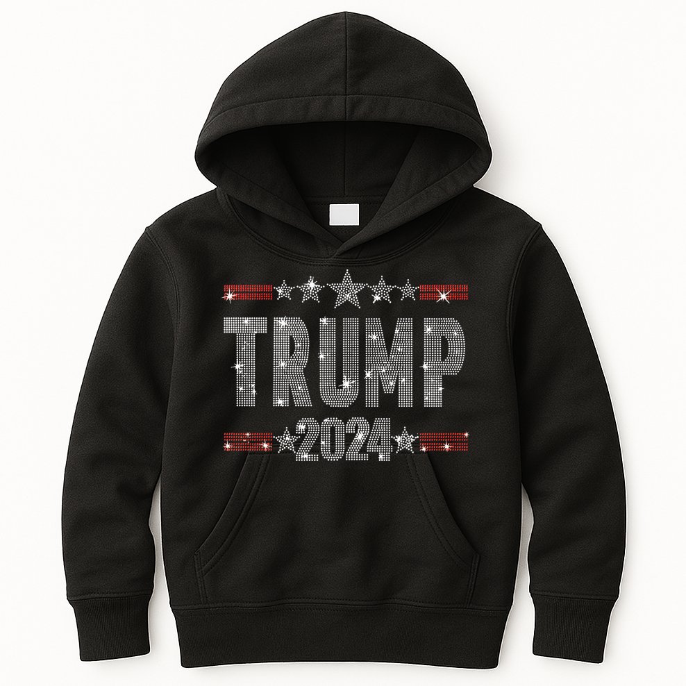 Trump 2024 Rhinestone Trump Rally Kids Hoodie