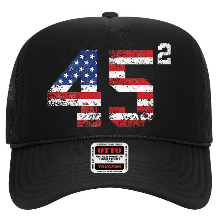 Trump 2024 Save America Save America Again Trump High Crown Mesh Back Trucker Hat