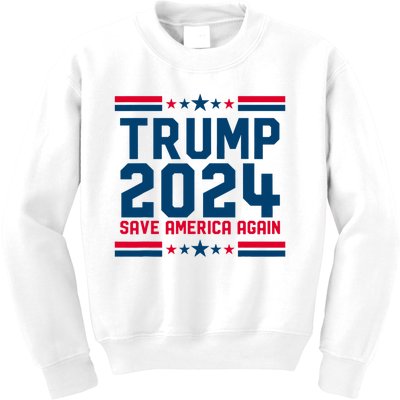 Trump 2024 Save America Again Pro Trump Trump Election Kids Sweatshirt