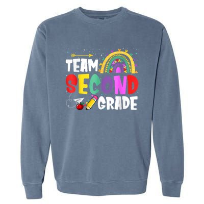 Team 2Nd Second Grade Teacher Back To School Vintage Gift Garment-Dyed Sweatshirt