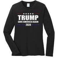 Trump 2024 Save America Save America Again Trump Ladies Long Sleeve Shirt