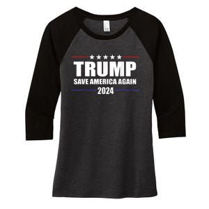 Trump 2024 Save America Save America Again Trump Women's Tri-Blend 3/4-Sleeve Raglan Shirt