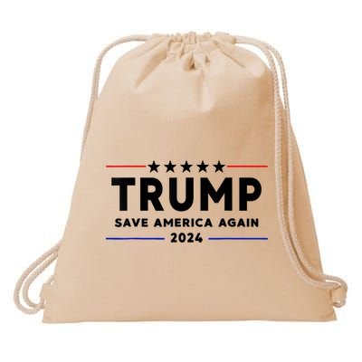 Trump 2024 Save America Again Vote Trump White Drawstring Bag