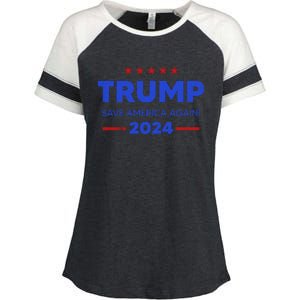 Trump 2024 Save America Again Enza Ladies Jersey Colorblock Tee