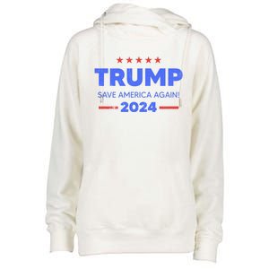 Trump 2024 Save America Again Womens Funnel Neck Pullover Hood