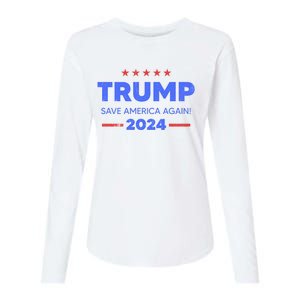 Trump 2024 Save America Again Womens Cotton Relaxed Long Sleeve T-Shirt