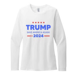 Trump 2024 Save America Again Womens CVC Long Sleeve Shirt