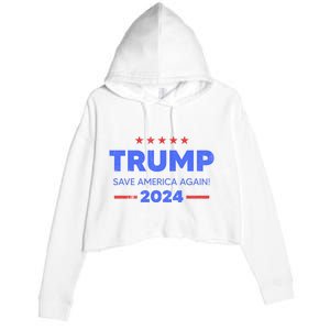 Trump 2024 Save America Again Crop Fleece Hoodie