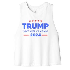 Trump 2024 Save America Again Women's Racerback Cropped Tank