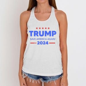 Trump 2024 Save America Again Women's Knotted Racerback Tank