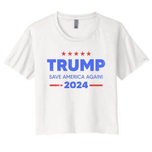 Trump 2024 Save America Again Women's Crop Top Tee