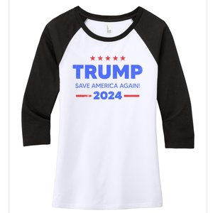 Trump 2024 Save America Again Women's Tri-Blend 3/4-Sleeve Raglan Shirt