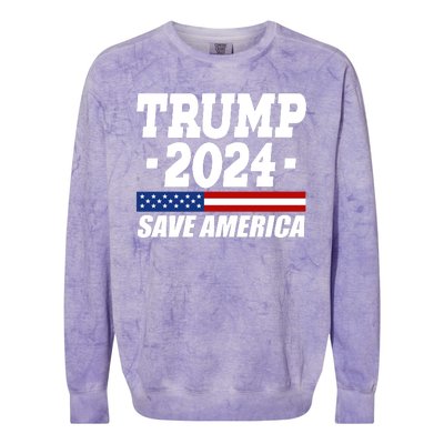 Trump 2024 Save America Colorblast Crewneck Sweatshirt