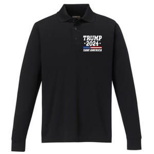 Trump 2024 Save America Performance Long Sleeve Polo