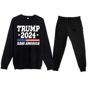 Trump 2024 Save America Premium Crewneck Sweatsuit Set