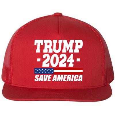 Trump 2024 Save America Flat Bill Trucker Hat