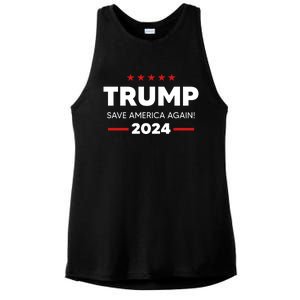 Trump 2024 Save America Again Ladies PosiCharge Tri-Blend Wicking Tank