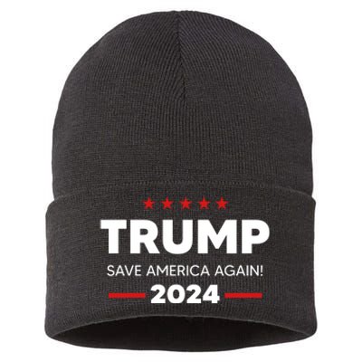 Trump 2024 Save America Again Sustainable Knit Beanie