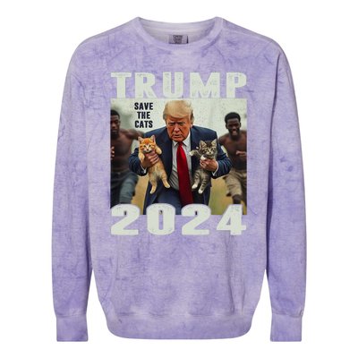 Trump 2024 Save The Cats Saying Debate Colorblast Crewneck Sweatshirt