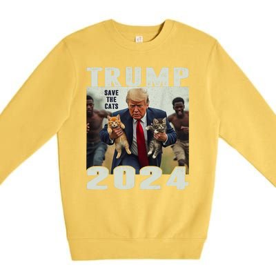 Trump 2024 Save The Cats Saying Debate Premium Crewneck Sweatshirt