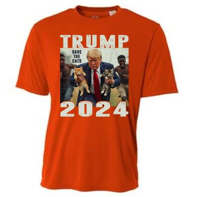 Trump 2024 Save The Cats Saying Debate Cooling Performance Crew T-Shirt