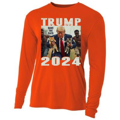 Trump 2024 Save The Cats Saying Debate Cooling Performance Long Sleeve Crew