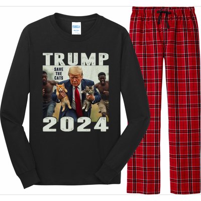 Trump 2024 Save The Cats Saying Debate Long Sleeve Pajama Set