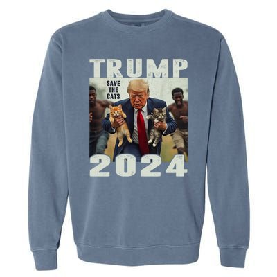 Trump 2024 Save The Cats Saying Debate Garment-Dyed Sweatshirt