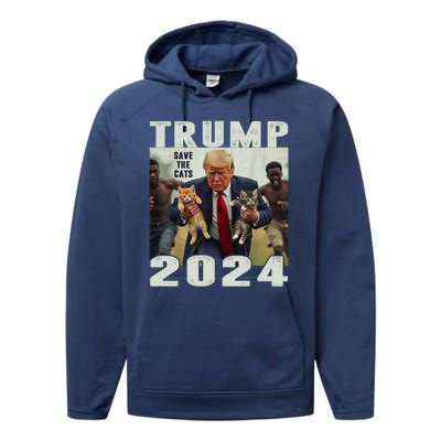 Trump 2024 Save The Cats Saying Debate Performance Fleece Hoodie