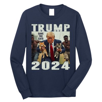 Trump 2024 Save The Cats Saying Debate Long Sleeve Shirt