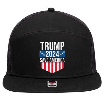 Trump 2024 Save America Donald Trump Supporters 7 Panel Mesh Trucker Snapback Hat