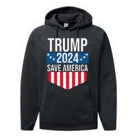 Trump 2024 Save America Donald Trump Supporters Performance Fleece Hoodie