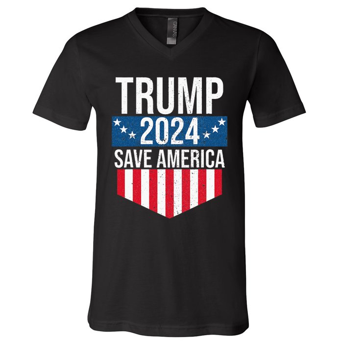 Trump 2024 Save America Donald Trump Supporters V-Neck T-Shirt