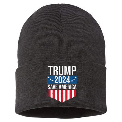 Trump 2024 Save America Donald Trump Supporters Sustainable Knit Beanie