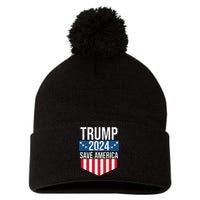 Trump 2024 Save America Donald Trump Supporters Pom Pom 12in Knit Beanie