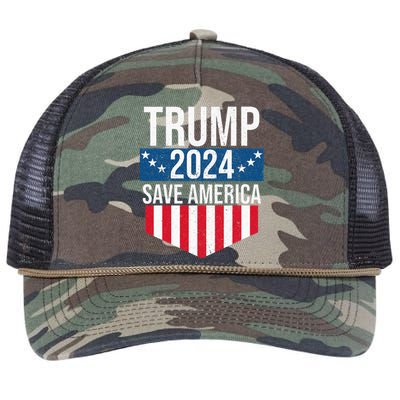 Trump 2024 Save America Donald Trump Supporters Retro Rope Trucker Hat Cap