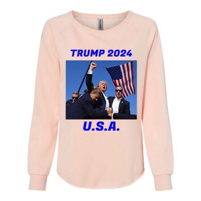 Trump 2024 Stay Strong Fist Pump Rally Secret Service Flag Womens California Wash Sweatshirt