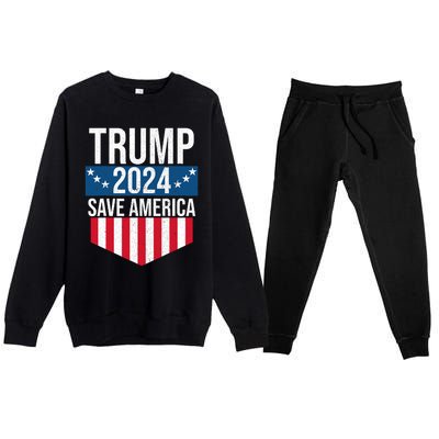 Trump 2024 Save America Donald Trump Supporters Premium Crewneck Sweatsuit Set