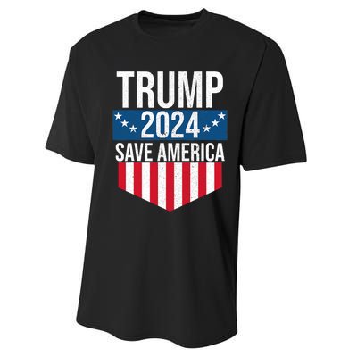 Trump 2024 Save America Donald Trump Supporters Performance Sprint T-Shirt